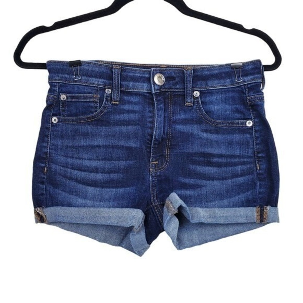 American Eagle Womens Blue Hi-Rise Shortie Denim Jean Shorts Size 2